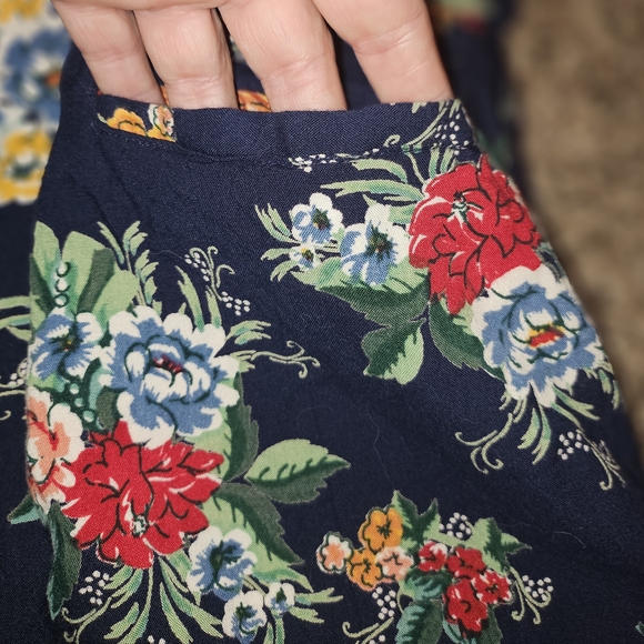 Angie Navy Floral Paperbag Waist Women's Shorts - Picture 8 of 11